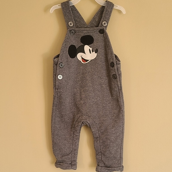 Soft grey Mickey Mouse overalls - Picture 1 of 7